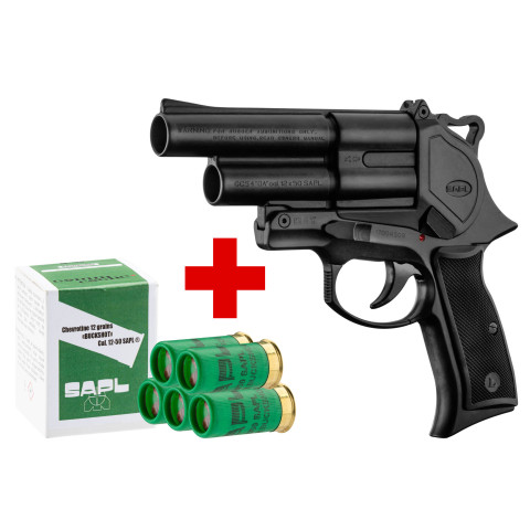 Pack Pistolet Gomm-Cogne SAPL GC 54 Bronzé + 1 Boite de 5 Cartouches 12/50 SAPL Chevrotine