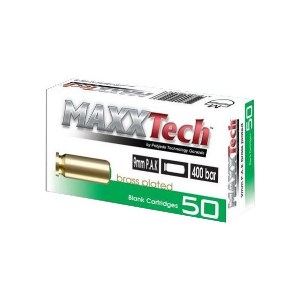 Balles 9 mm PA à Blanc - Sécurité Non Létale, Boîte de 50