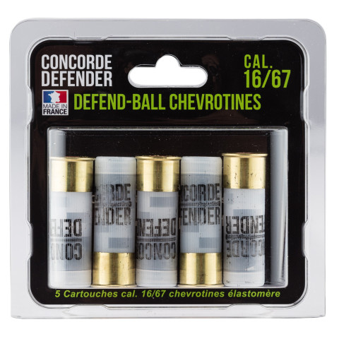 Cartouches Defend-Ball Cal. 16/67 Chevrotines Élastomère x5