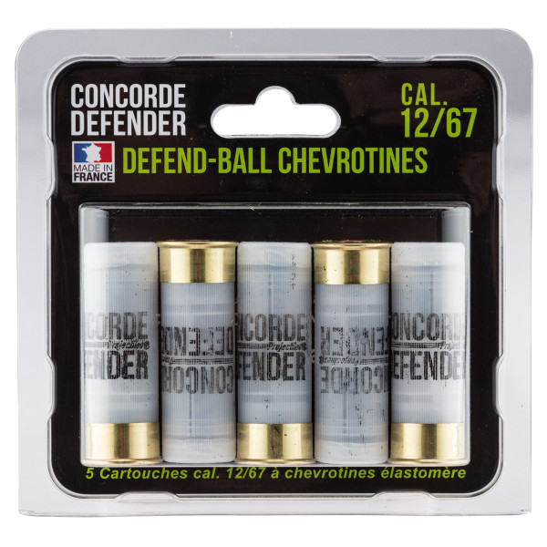 Cartouches chevrotines élastomère Cal. 12/67 Concorde Defender