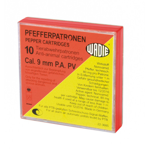 Cartouches 9 mm PA à poivre WADIE – Boîte de 10