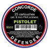 Cartouches à blanc 9 mm Pak Concorde Defender – Boîte 25