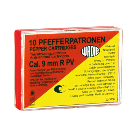 Cartouches 9 mm RK poivre WADIE – Défense non létale x10