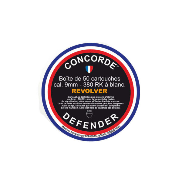 Cartouches 9 mm RK à blanc Concorde Defender – Boîte 50