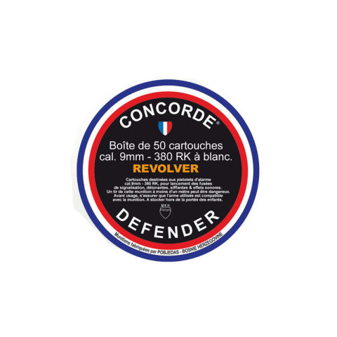 Cartouches 9 mm RK à blanc Concorde Defender – Boîte 50