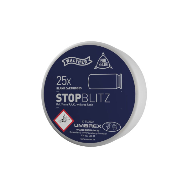 Cartouches 9 mm PAK Stop Blitz Walther X25