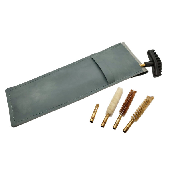 Kit de nettoyage carabine Megaline calibre 9,5 mm avec étui simili cuir et accessoires laiton