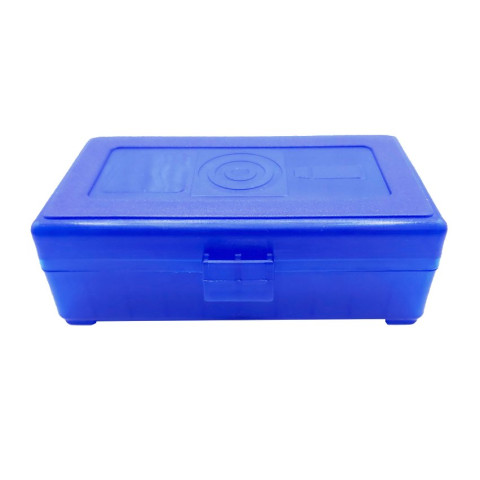 Boîte de rangement 50 munitions calibre 9mm bleue Megaline