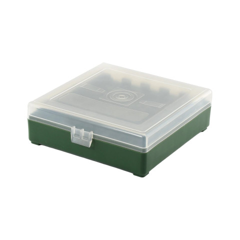 Boîte de rangement 100 munitions calibre 9mm couvercle transparent Megaline