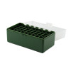 Boîte de rangement munitions Megaline verte couvercle transparent 50 cartouches calibre 243