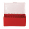 Boîte de rangement munitions Megaline calibre 30-06 rouge couvercle transparent 50 cartouches