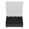 Boîte de rangement munitions Megaline noire couvercle transparent 100 cartouches cal 22LR et 25 ACP
